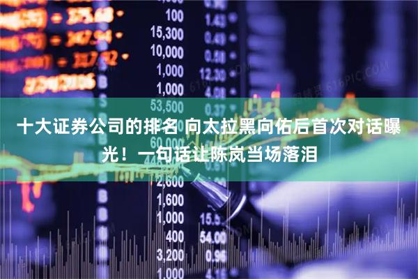 十大证券公司的排名 向太拉黑向佑后首次对话曝光！一句话让陈岚当场落泪